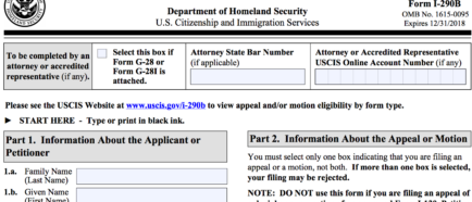 forma I290B mocion