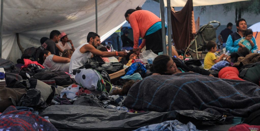 Members of the caravan of Central American migrants