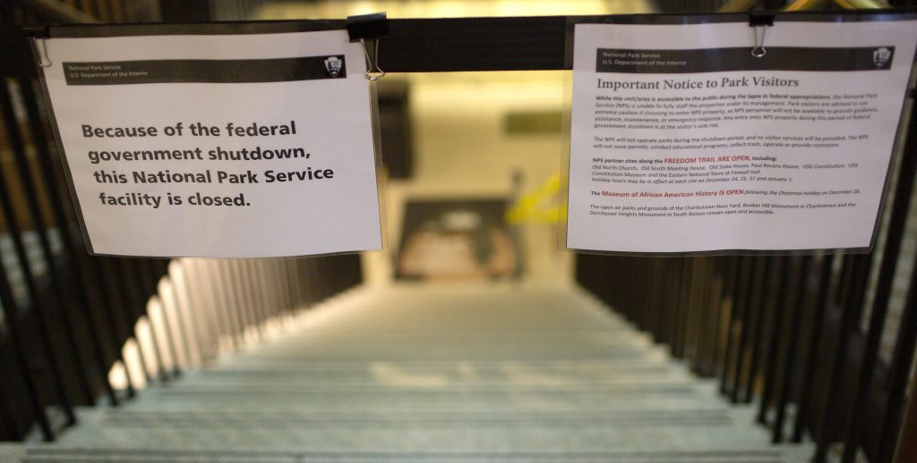 US government in partial shutdown in Boston