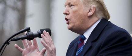 US President Donald J. Trump holds a news conference in the Rose Garden