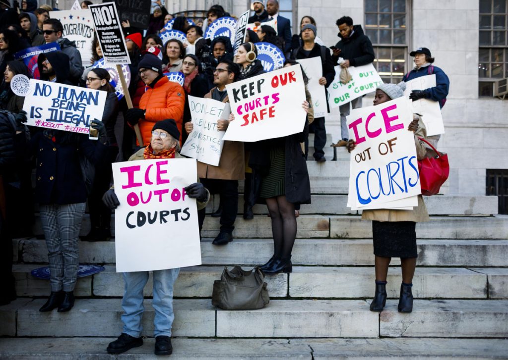 Manifestación contra las tácticas actuales de Inmigración y Control de Aduanas en Estados Unidos