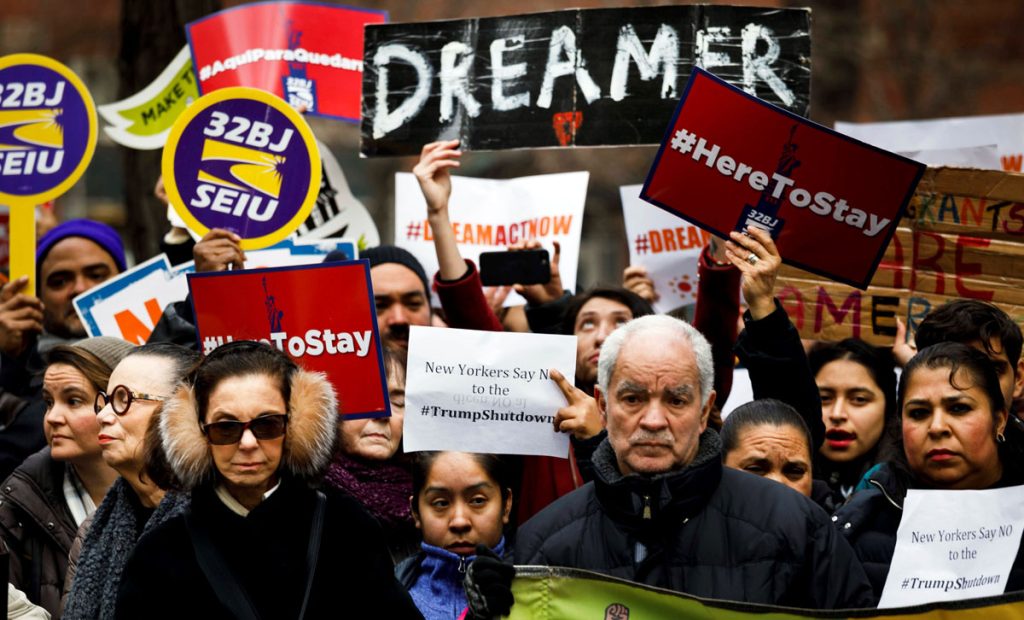 Protesta en contra del cierre de la Administración y los desacuerdos en políticas de inmigración en Nueva York