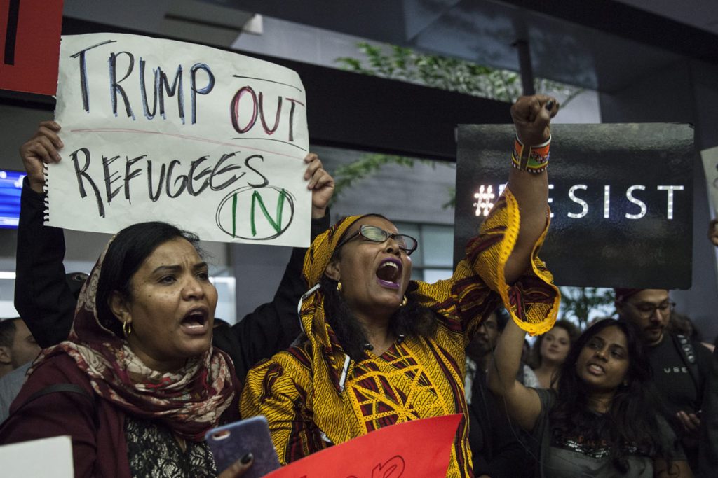 Protest against President Trump's immigration ban at San Francisco International Airport