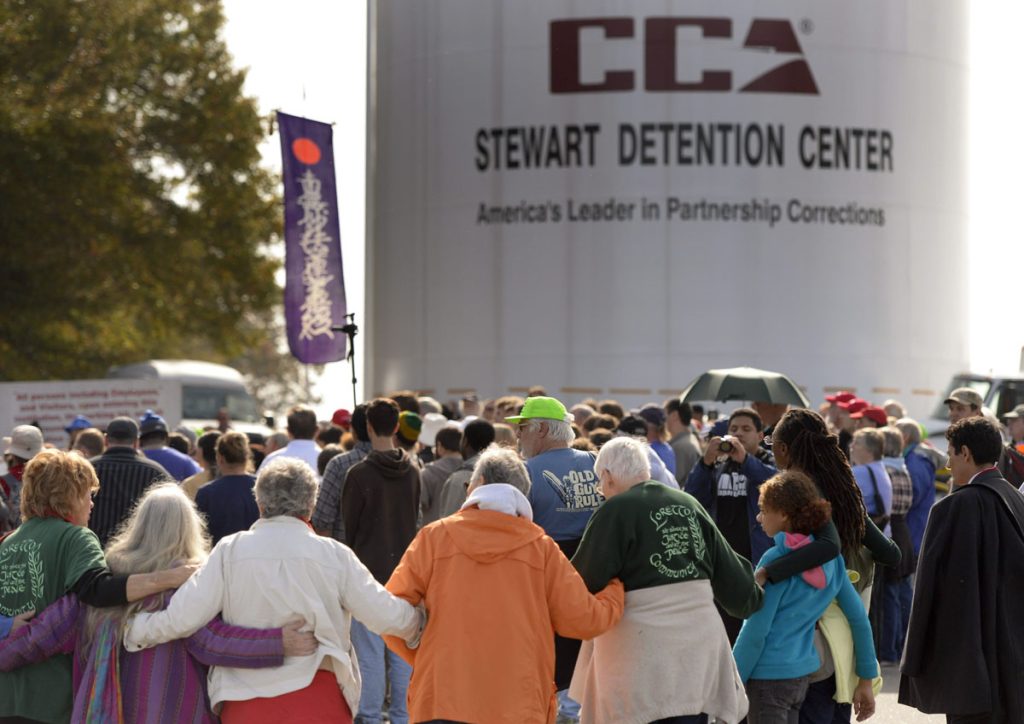 Immigration protest in Lumpkin, Georgia.