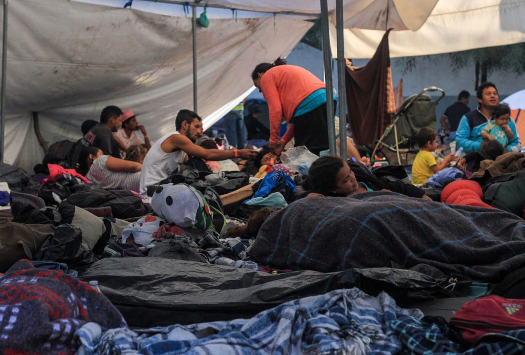 Members of the caravan of Central American migrants