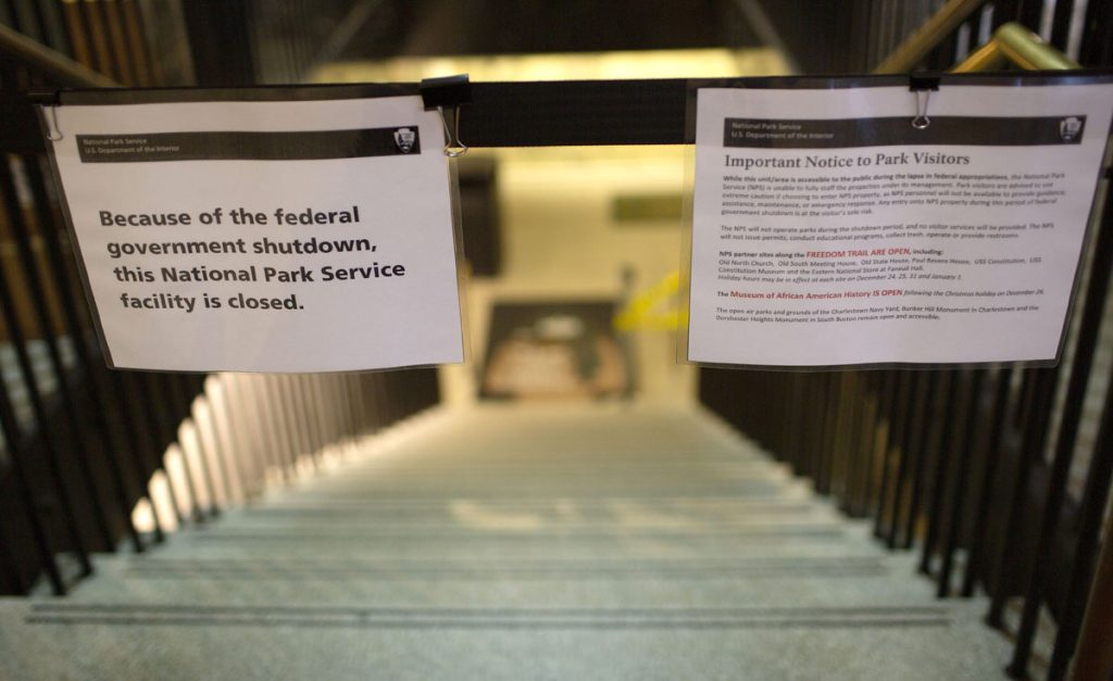 US government in partial shutdown in Boston